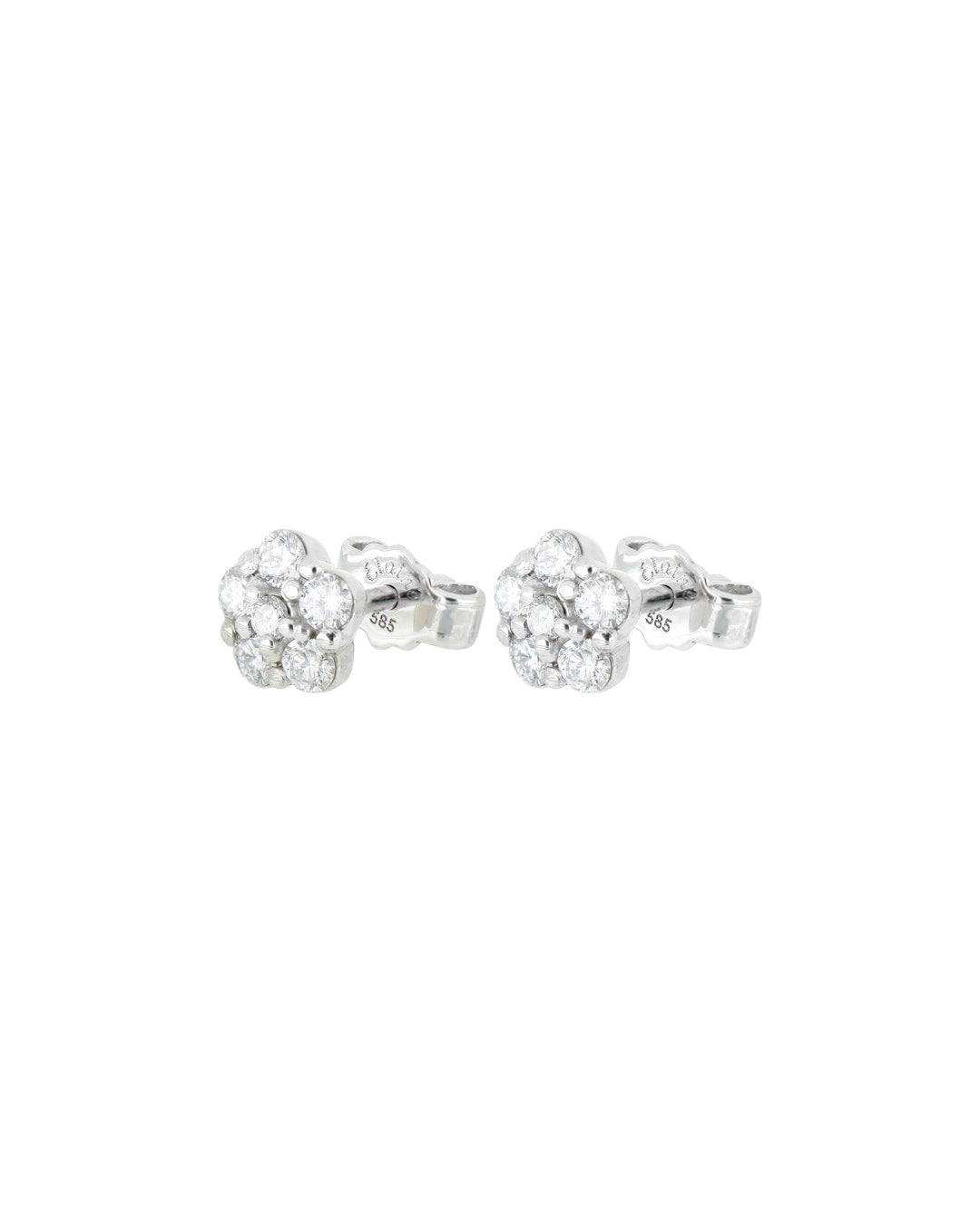 Broqueles Flor Mar de Oro Blanco 14k con Diamantes de Laboratorio