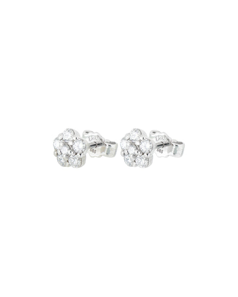 Broqueles Flor Mar de Oro Blanco 14k con Diamantes de Laboratorio