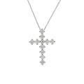 Dije Cruz Selene Extra Grande de Oro Blanco 14k con Diamantes de Laboratorio
