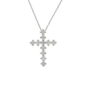 Dije Cruz Selene Extra Grande de Oro Blanco 14k con Diamantes de Laboratorio