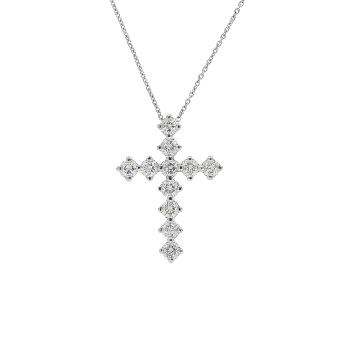 Dije Cruz Selene Extra Grande de Oro Blanco 14k con Diamantes de Laboratorio