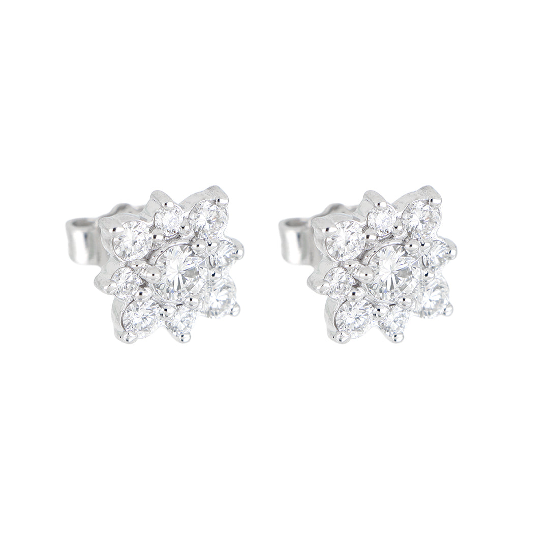 Broqueles Iris de Oro Blanco 14k con Diamantes de Laboratorio