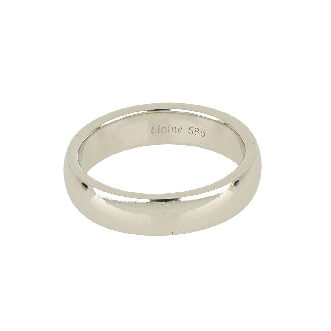 Argolla de matrimonio de oro blanco de 14k, en segunda toma de catálogo desde otro ángulo.