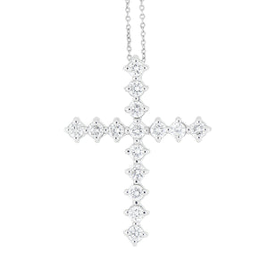 Dije Cruz Selene Grande de Oro Blanco 14k con Diamantes de Laboratorio
