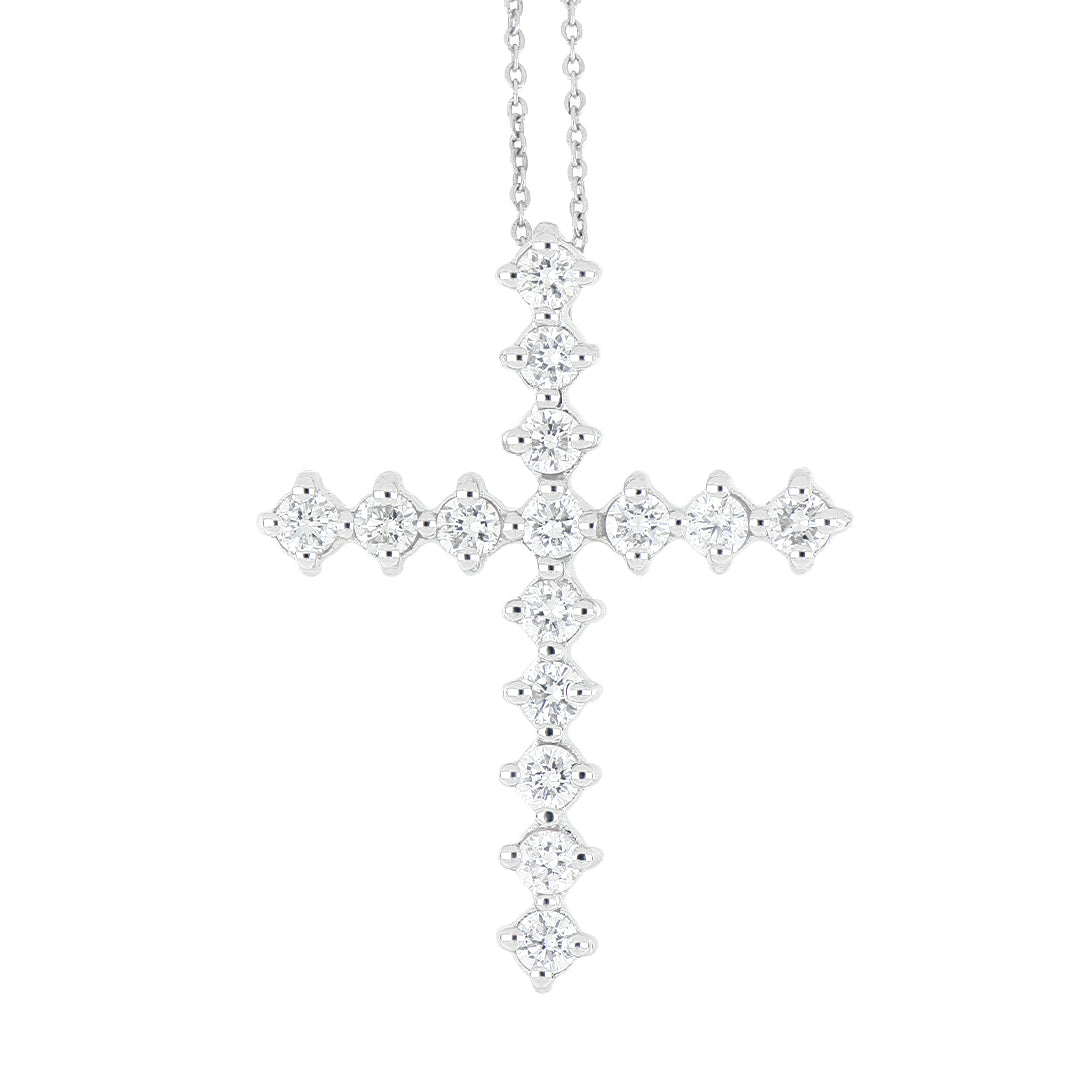 Dije Cruz Selene Grande de Oro Blanco 14k con Diamantes de Laboratorio