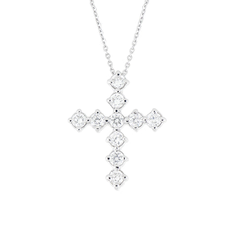 Dije Cruz Selene Mediano de Oro Blanco 14k con Diamantes de Laboratorio