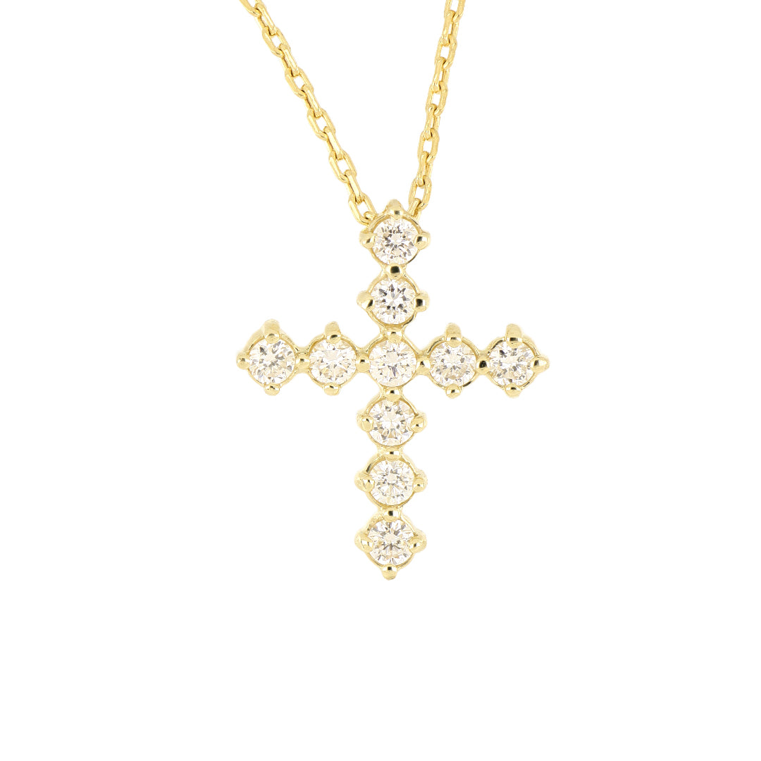 Dije Cruz Selene Mediano de Oro Amarillo 14k con Diamantes de Laboratorio