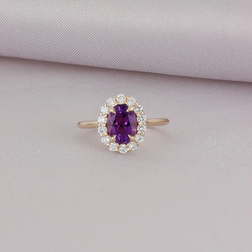 [ML-23733] Elaine Anillo Biselado Amatista Oval 1.56 cts Amatista (Oval) OR 14K