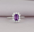 [ML-64213] Elaine Anillo Biselado corte Esmeralda 0.90 cts Amatista (Esmeralda) OB 14K