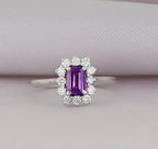[ML-64213] Elaine Anillo Biselado corte Esmeralda 0.90 cts Amatista (Esmeralda) OB 14K