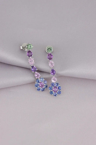 [ML-75274] Elaine Dije Colgantes Largos 6.62 cts Zafiro OB 14K