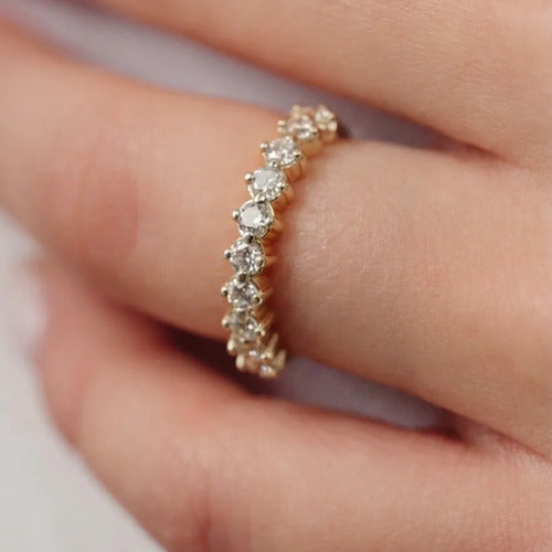 Churumbela Elaine Mediana de Oro Amarillo 14k con Diamantes de Laboratorio