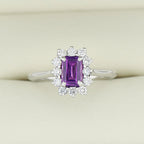 [ML-64213] Elaine Anillo Biselado corte Esmeralda 0.90 cts Amatista (Esmeralda) OB 14K