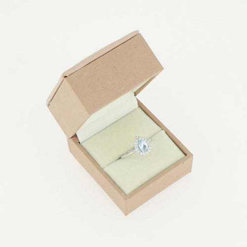 [ML-26279] Elaine Anillo Biselado Aguamarina Pera 0.72 cts Aguamarina (Pera) OB 14K