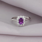 [ML-64213] Elaine Anillo Biselado corte Esmeralda 0.90 cts Amatista (Esmeralda) OB 14K