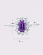 [ML-64213] Elaine Anillo Biselado corte Esmeralda 0.90 cts Amatista (Esmeralda) OB 14K