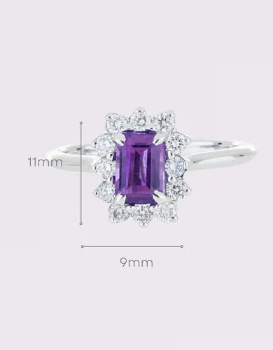 [ML-64213] Elaine Anillo Biselado corte Esmeralda 0.90 cts Amatista (Esmeralda) OB 14K