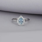[ML-26279] Elaine Anillo Biselado Aguamarina Pera 0.72 cts Aguamarina (Pera) OB 14K