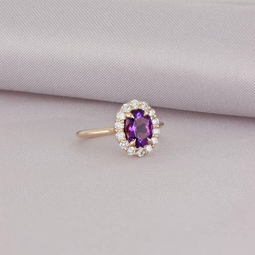 [ML-23733] Elaine Anillo Biselado Amatista Oval 1.56 cts Amatista (Oval) OR 14K
