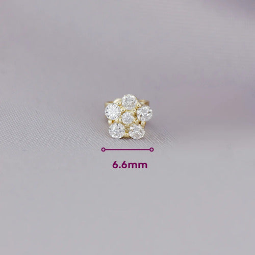 Broqueles Flor Mar de Oro Amarillo 14k con Diamantes de Laboratorio