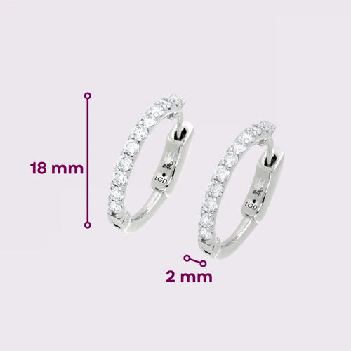 Arracadas Elaine Vault Mediana de Oro Blanco 14k con 0.90 cts de Diamantes de Laboratorio