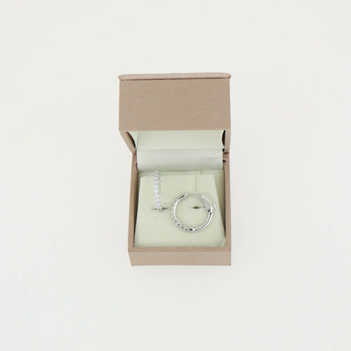 Arracadas Elaine Vault Mediana de Oro Blanco 14k con 0.90 cts de Diamantes de Laboratorio
