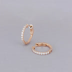 Arracadas Elaine Vault Mediana de Oro Blanco 14k con 0.90 cts de Diamantes de Laboratorio