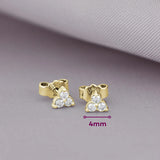 Broqueles Tré de Oro Amarillo 14k, con sus medidas marcadas: 4 mm.