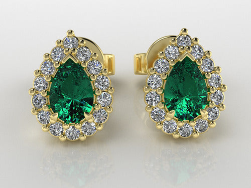[ML-08672] Elaine Broqueles Biselados Esmeralda Pera Esmeralda (Pera) OA 14K