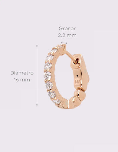 Arracadas Elaine Vault Mediana de Oro Rosa 14k con Diamantes de Laboratorio