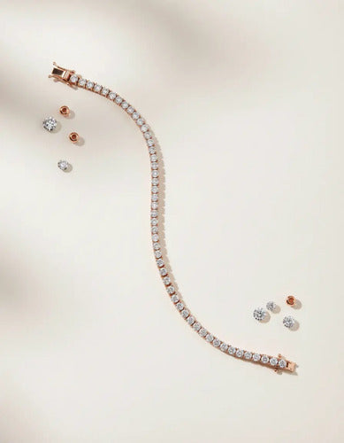 Pulsera Tennis Elaine Vault de Oro Rosa 14k con Diamantes de Laboratorio