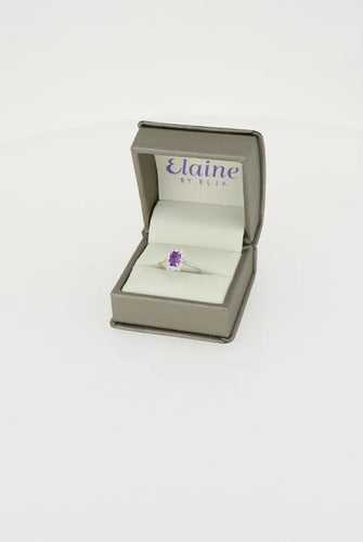 [ML-64213] Elaine Anillo Biselado corte Esmeralda 0.90 cts Amatista (Esmeralda) OB 14K