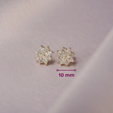 Broqueles Fiore de Oro Amarillo 14k, con sus medidas marcadas: 10 mm.