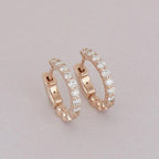 Arracadas Elaine Vault Mediana de Oro Rosa 14k con Diamantes de Laboratorio