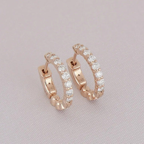 Arracadas Elaine Vault Mediana de Oro Rosa 14k con Diamantes de Laboratorio