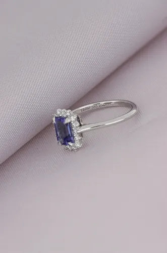 [ML-88332] Elaine Anillo Biselados con Tanzanita Corte Esmeralda 1.26 cts Tanzanita (Esmeralda) OB 14K