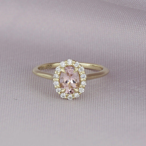 [ML-03919] Elaine Anillo Biselado Corte Oval Morganita 0.86 cts Morganita (Oval) OA 14K