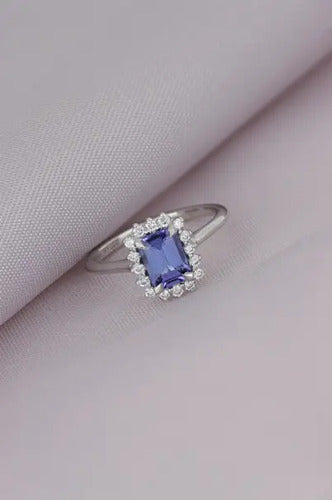 [ML-88332] Elaine Anillo Biselados con Tanzanita Corte Esmeralda 1.26 cts Tanzanita (Esmeralda) OB 14K