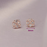Broqueles Lucky de Oro Rosa 14k, con sus medidas marcadas: 8 mm.