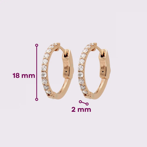 Arracadas Elaine Vault Mediana de Oro Blanco 14k con 0.90 cts de Diamantes de Laboratorio