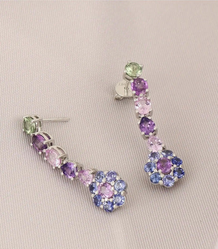 [ML-75274] Elaine Dije Colgantes Largos 6.62 cts Zafiro OB 14K