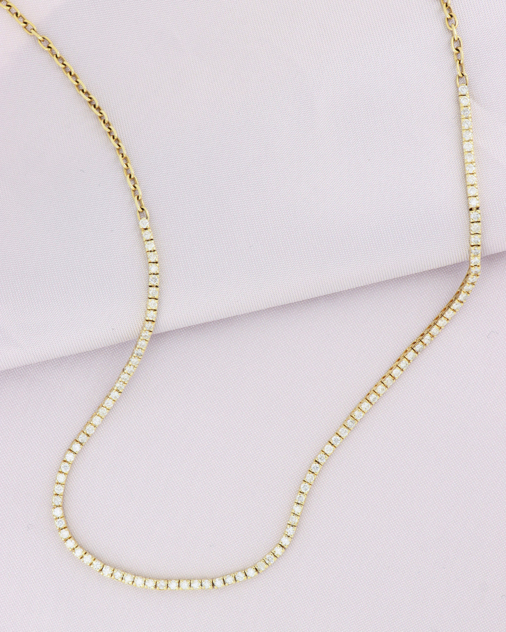 [ID 5012 OT 4764] Elaine Collar Tennis Necklace 6.34 cts OB 14K