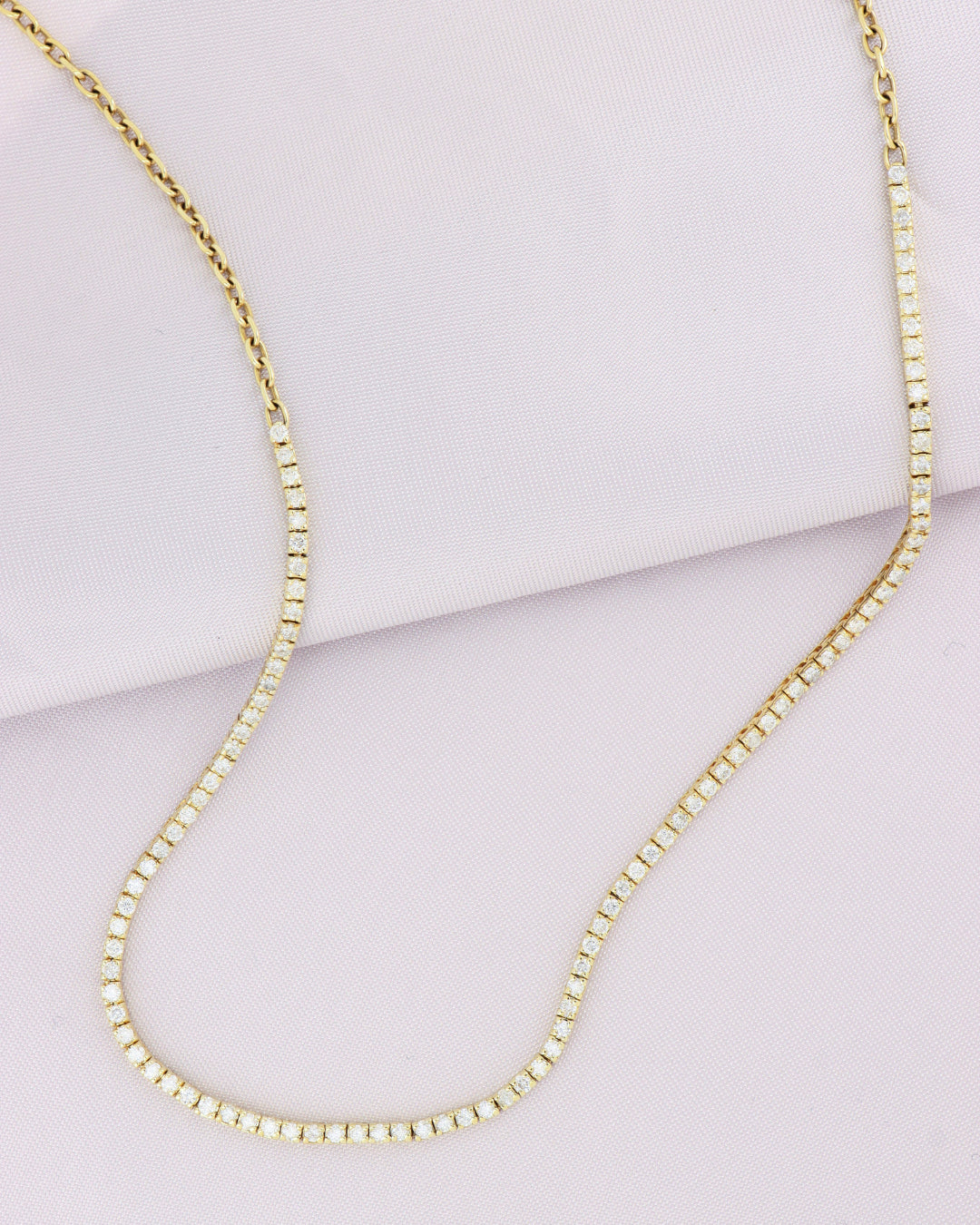[ID 5012 OT 4764] Elaine Collar Tennis Necklace 6.34 cts OB 14K
