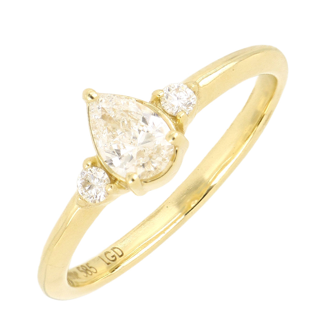 Anillo Goccia de Oro Amarillo 14k con Diamantes de Laboratorio