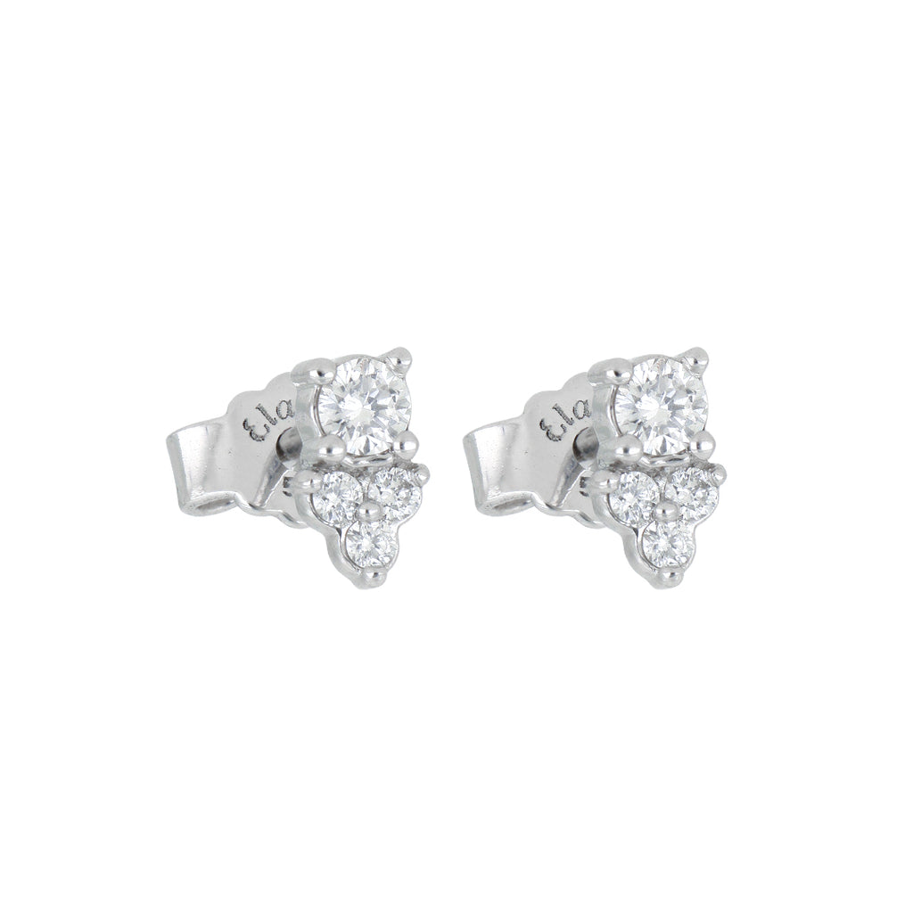 Broqueles Tré Cima de Oro Blanco 14k con Diamantes de Laboratorio