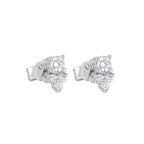 Broqueles Tré Cima de Oro Blanco 14k con Diamantes de Laboratorio