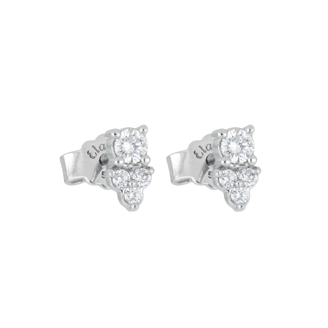 Broqueles Tré Cima de Oro Blanco 14k con Diamantes de Laboratorio