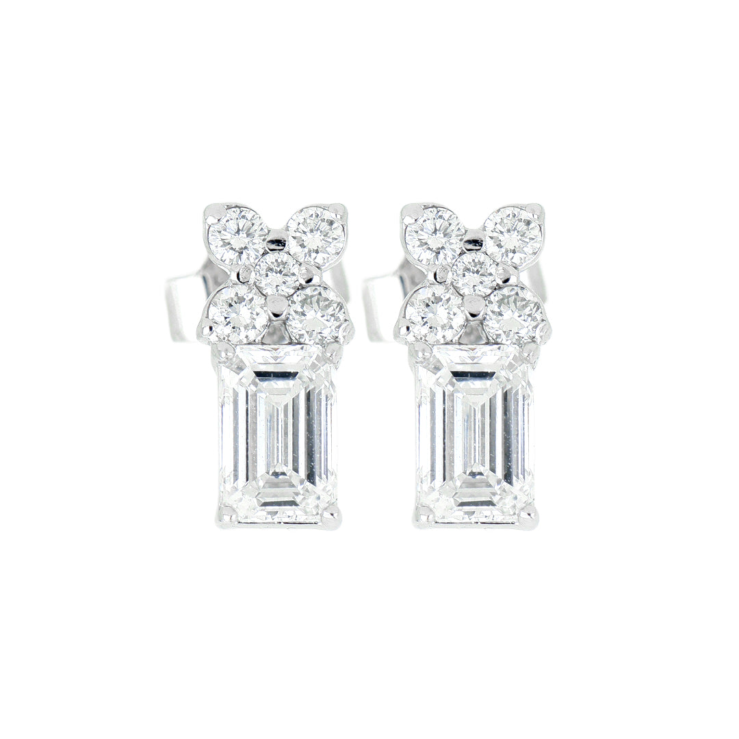 Broqueles Cieli Corte Esmeralda de Oro Blanco 14k con Diamantes de Laboratorio