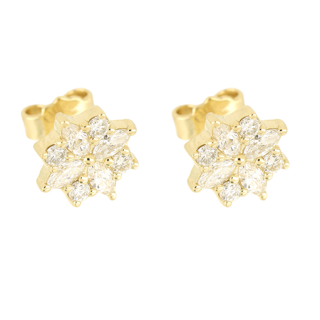 Broqueles Fiore de Oro Amarillo 14k con Diamantes de Laboratorio