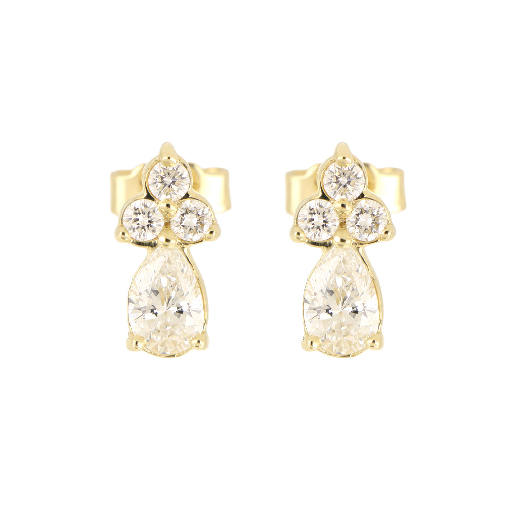 Broqueles Goccia de Oro Amarillo 14k con Diamantes de Laboratorio